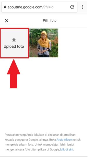"Upload foto" untuk memilih foto yang akan dijadikan sampul
