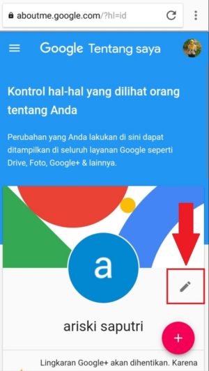 Tampilan halaman pengaturan tentang akun google mu