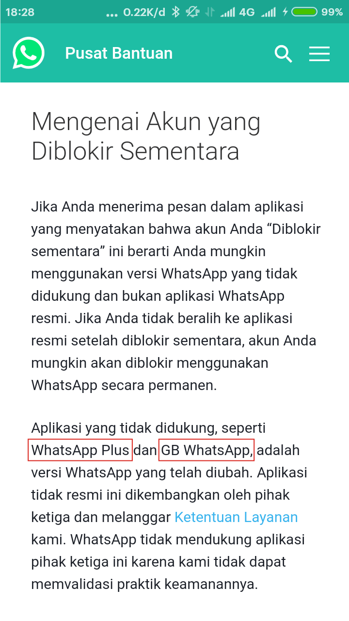 Laman FAQ WhatsApp terbaru.
