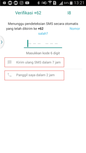 Contoh pemblokiran sementara akibat gonta-ganti WA mod.