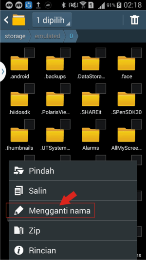 Tekan lama untuk mengganti folder GBWhatsApp jadi WhatsApp.