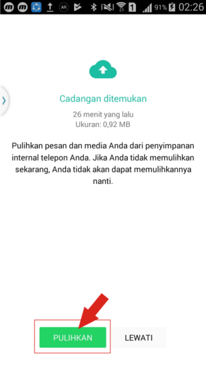 Kamu tinggal memulihkan riwayat chat.