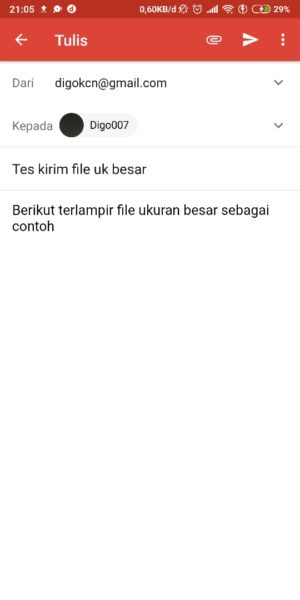 Masukkan Alamat tujuan, subject, dan isi pesan
