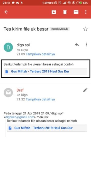 Email diterima