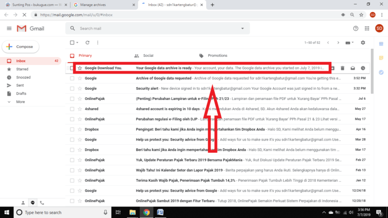 Cara mem-backup pesan email di inbox Gmail ke komputer kamu 49