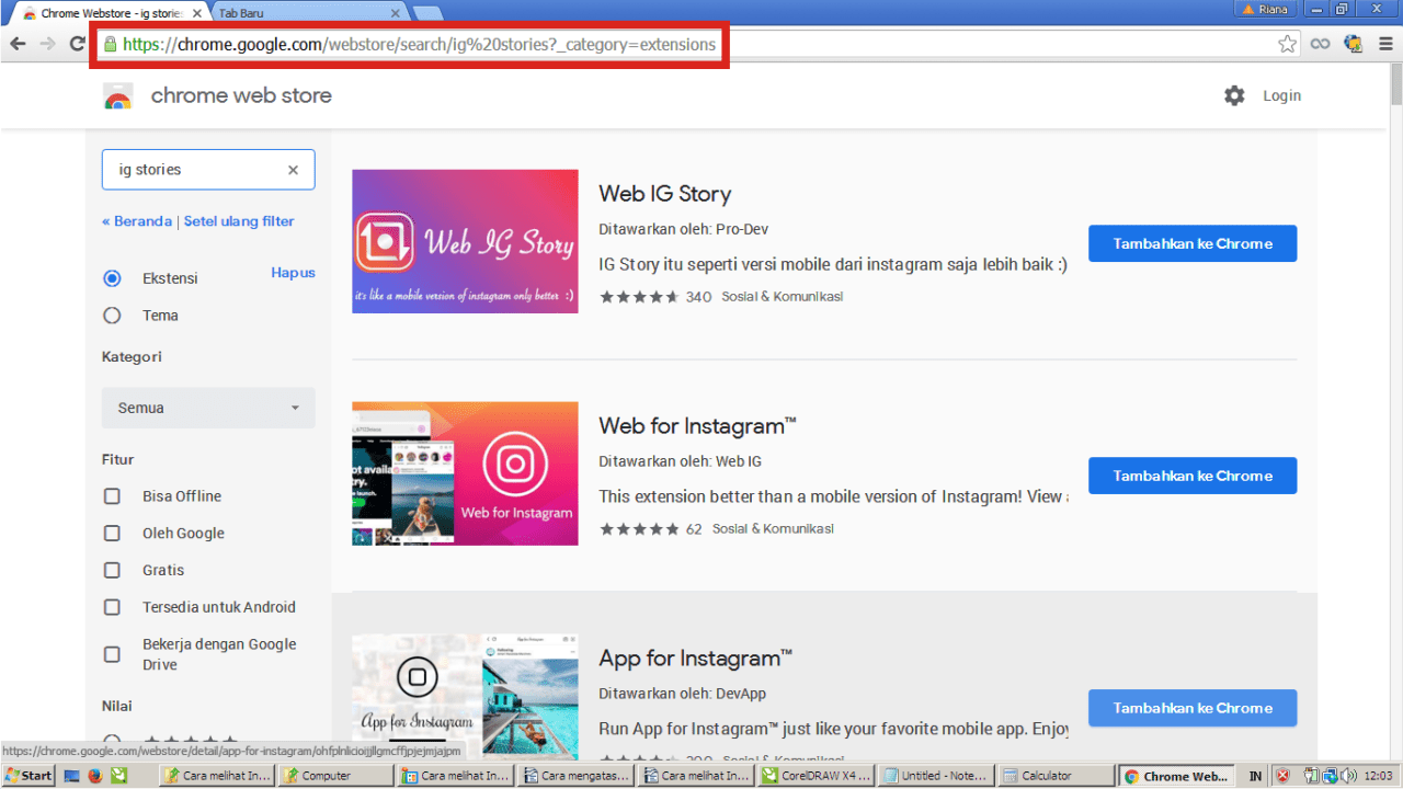 Cara melihat Instagram Story tanpa diketahui empunya story 15 Buka Chrome, dan ketik web google chrome store.