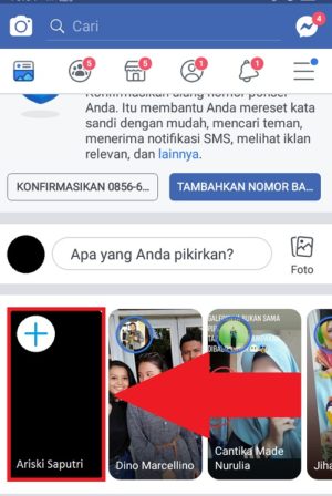 memilih stories bar untuk membuat stories