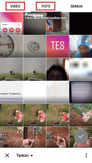 Pilih foto / video yang mau dimasukkan disematkan musik.