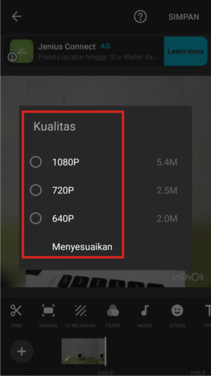 Kualitas video/foto bisa disesuaikan.