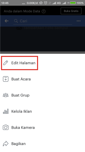 Pilih edit halaman untuk mengaktifkan auto reply.