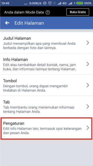 Cari dan klik menu pengaturan.