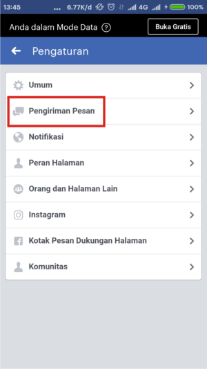 Cari dan pilih menu Pengiriman Pesan.