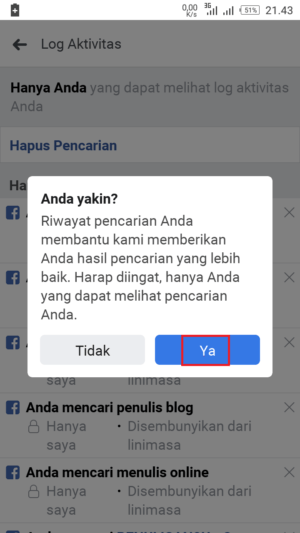 Gambar 5. Catatan aktifitas