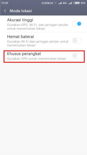 Cara mengirim (share) lokasi palsu di WhatsApp 6 Kamu pilih mode khusus perangkat/mode GPS only.