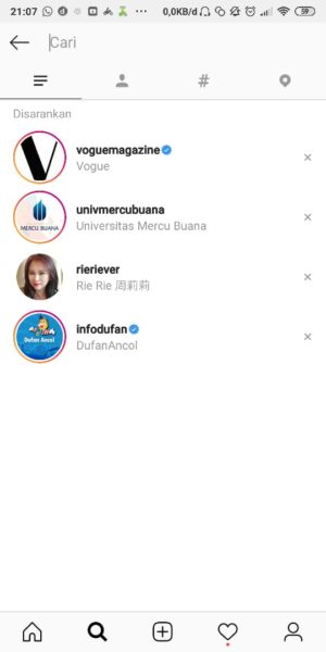 Cara menghapus suggested atau saran pencarian di Instagram