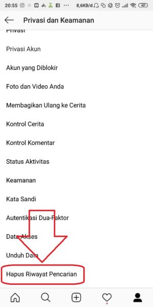Pilih Hapus Riwayat