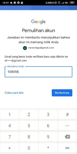 masukkan kode ke form yang telah disediakan