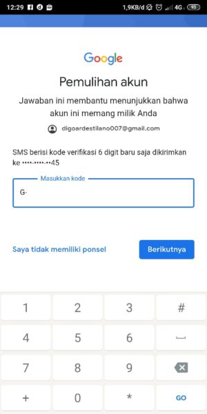 Masukkan kode yang dikirim melalui SMS