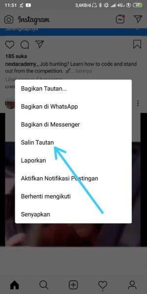 Pilih Salin Tautan