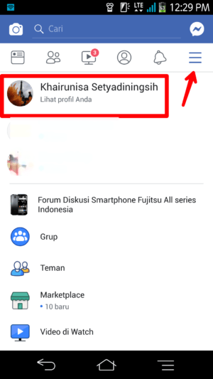 Tap tool garis tiga, lalu tap lihat profil