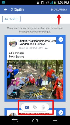 Tap postingan yang ingin dihapus