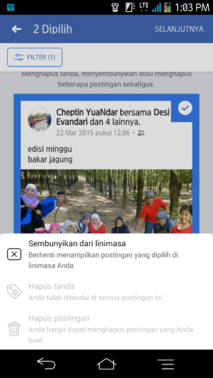 tap "sembunyikan dari linimasa"