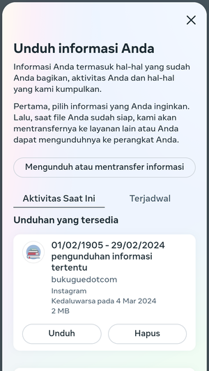 Cara Backup Chat DM di Instagram Melalui Fitur Unduh Informasi 15