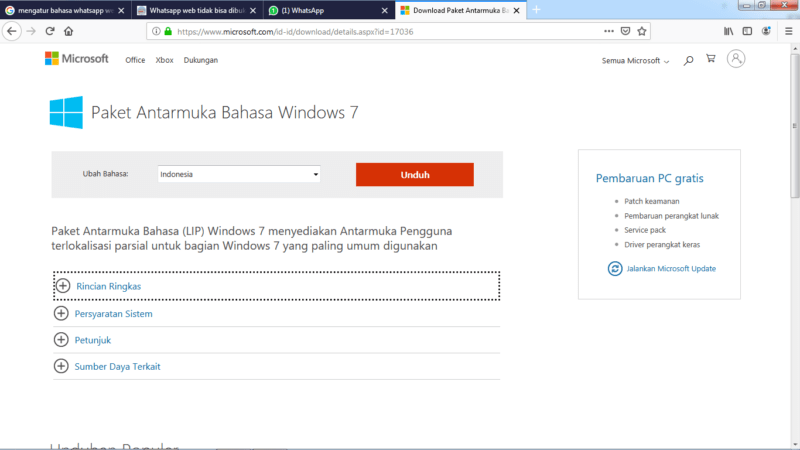 Cara mengubah bahasa di Whatsapp ke bahasa indonesia 7 Download Antarmuka Windows