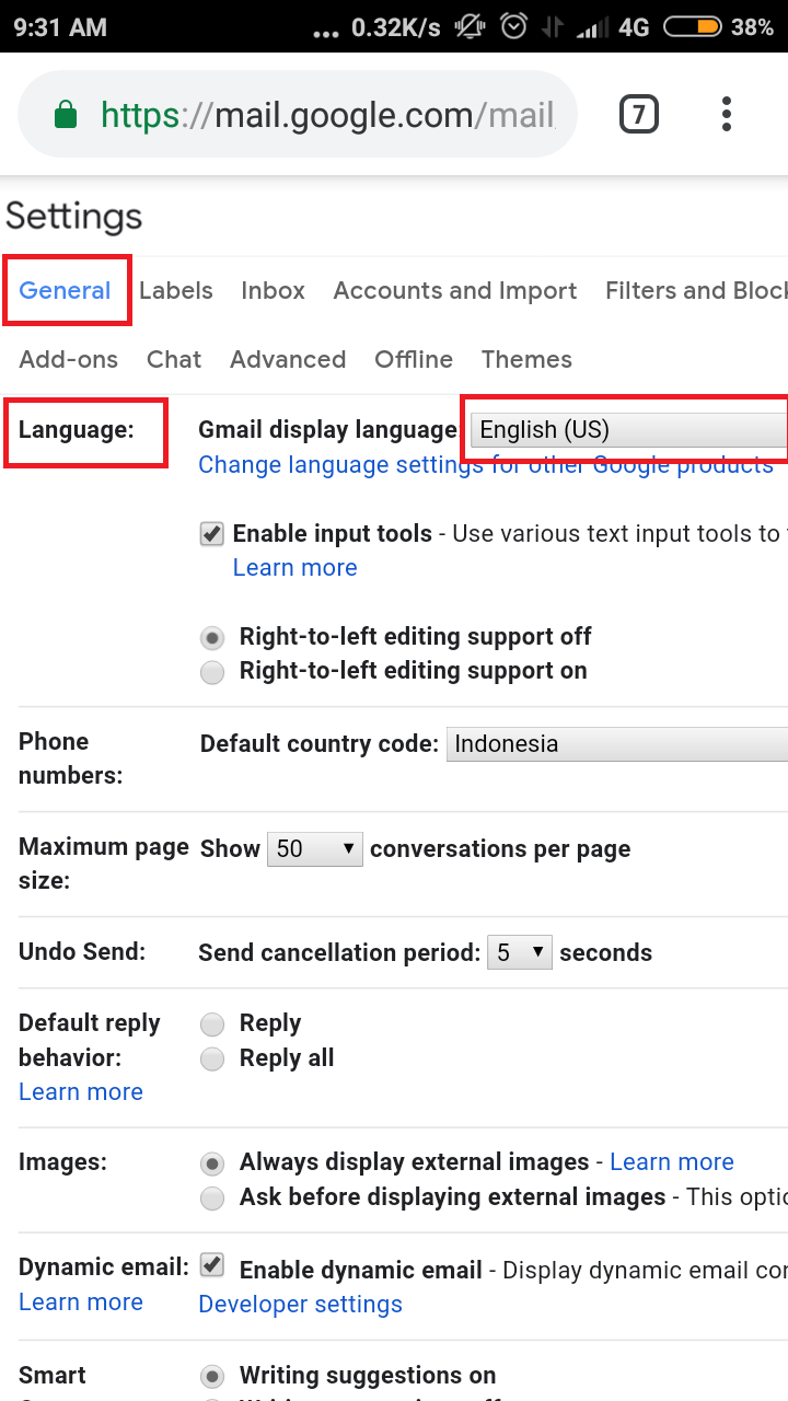 Cara mengubah bahasa di akun google (gmail, google search, dll) 15
