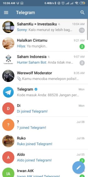 Masuk ke List Chat Telegram