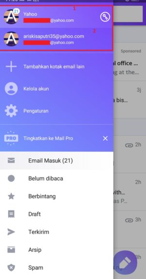 Cara login banyak akun email Yahoo sekaligus (dalam 1 hp) 7 Tampilan saat berhasil login di dua akun Yahoo Mail sekaligus