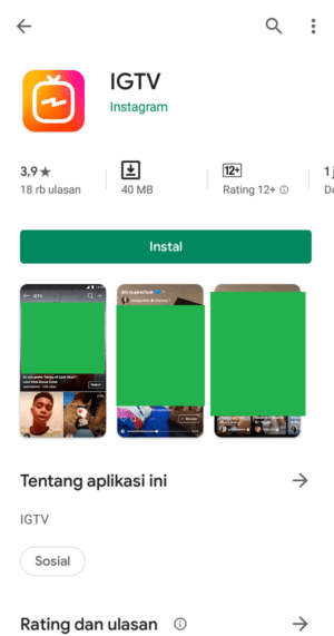 Cara membuat channel (saluran) IGTV baru 6 Tampilan aplikasi IGTV di Play Store