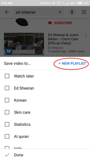 Cara membuat, mengedit, dan menghapus playlist di youtube 3 tap new playlist