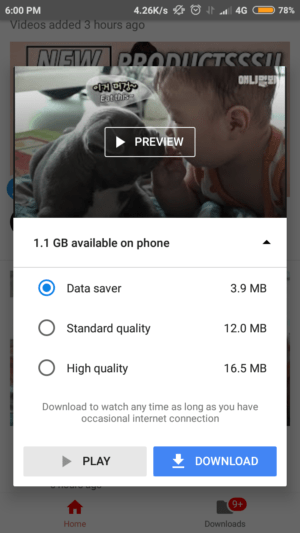 pada youtube go, besaran ukuran video ditunjukkan dengan jelas