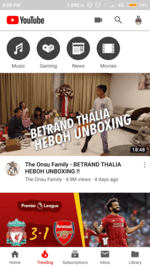 fitur trending pada youtube