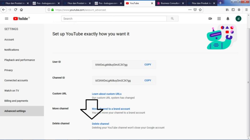 Cara menghapus akun atau channel Youtube 3 Delete Channel