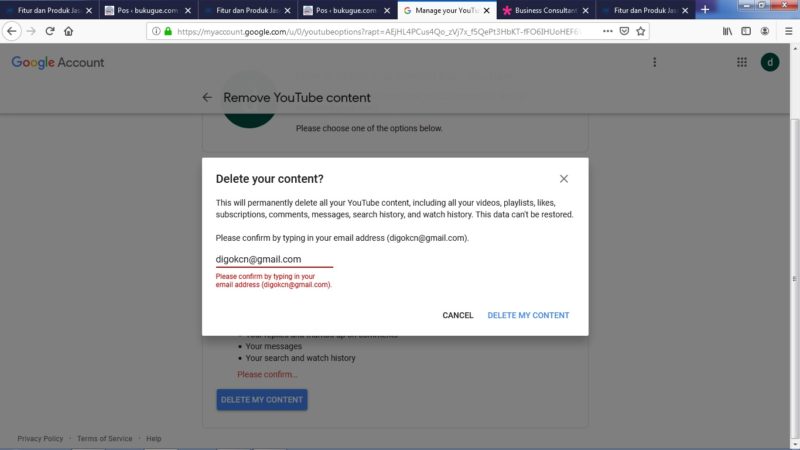 Cara menghapus akun atau channel Youtube 7 Masukkan Email