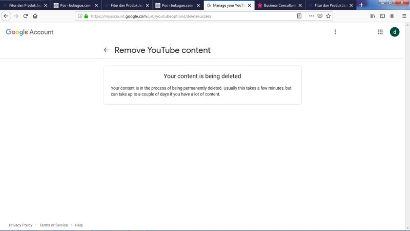 Cara menghapus akun atau channel Youtube 8 Channel berhasil dihapus