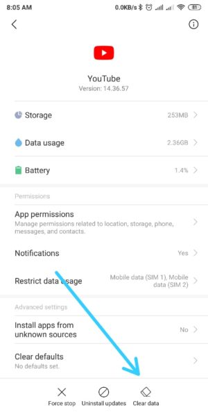Cara keluar (logout) dari akun Youtube 9 Clear data