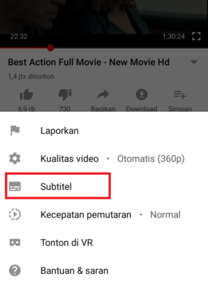 Cara menampilkan subtitle (atau terjemahannya) di youtube 2 klik menu subtitle