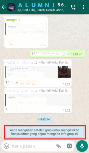 Cara mencegah anggota mengganti info grup di whatsapp 7 pemberitahuan bahwa hanya admin yang berhak mengedit info grup ini
