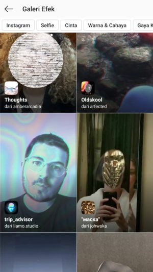 Cara menggunakan Filter Instagram tanpa follow akun 4 pilih efek yang kalian suka