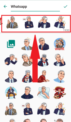 sticker yang di pilih muncul di sini