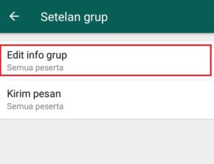 Cara membuat grup whatsapp 9 Pilih "Edit info grup" untuk mengatur siapa yang dapat mengubah subjek, ikon, dan deskripsi grup