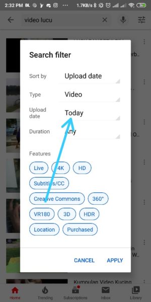 Cara mencari video di youtube dengan fitur search filter 5 berdasarkan video terbaru