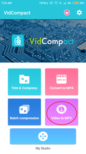 buka aplikasi VidCompact setelah itu tap video to MP3