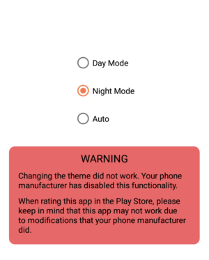 jika hp tidak support akan muncul warning seperti ini