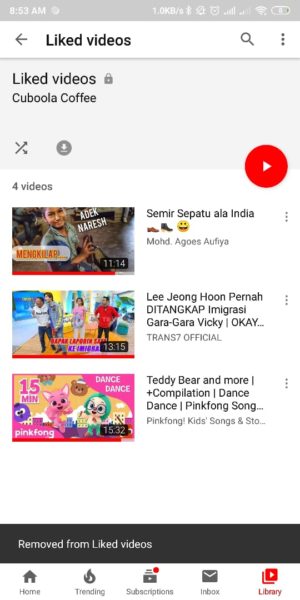Cara melihat daftar video yang pernah kita Like di Youtube 2 Video yang disukai