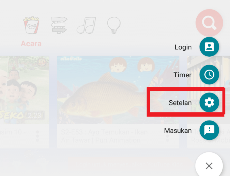 Cara mengaktifkan fitur kode sandi di youtube kids 4 masuk ke menu setelan