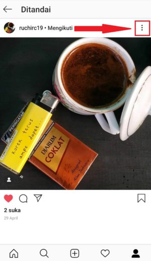 masuk ke opsi titik tiga pojok kanan atas